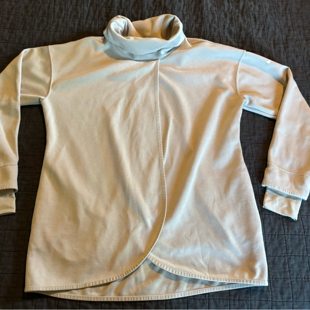 Nike Dri-FIT Cowl Neck Tulip Wrap Front Sweatshirt Beige Oatmeal Maternity